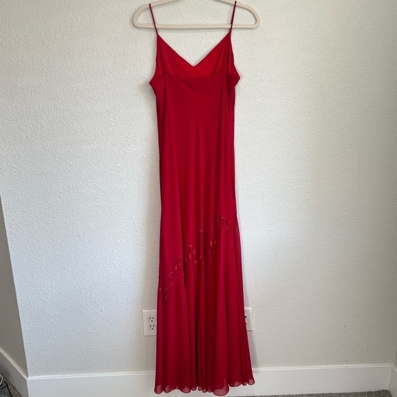 VTG Y2K Xcape Womens 10 Maxi Dress Beaded Red Fairycore Boho Romantic Dainty - Picture 8 of 13